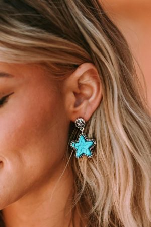 Jewelry |   Green Star Dangle Antique Studded Western Earrings ACCESSORIES Green