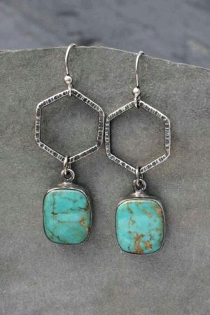 Jewelry |   Green Vintage Turquoise Geometric Drop Earrings ACCESSORIES Green