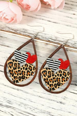 Jewelry |   Leopard Heart Shape Hollowed Valentine Day Earrings ACCESSORIES Jewelry