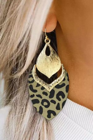 Jewelry |   Leopard Leopard Hollow Out Leave Shape Drop Earrings ACCESSORIES Jewelry