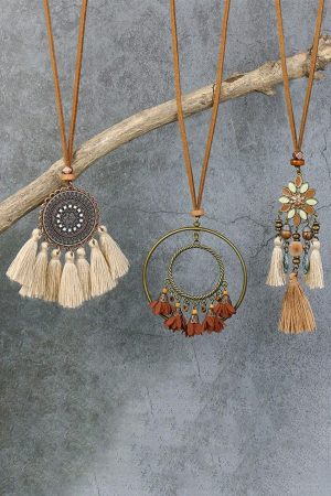 Jewelry |   Multicolor 3pcs Bohemian Retro Tasseled Pendant Necklace ACCESSORIES Jewelry