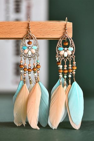 Jewelry |   Multicolor Bohemian Hollow-out Feather Tassel Earrings ACCESSORIES Jewelry