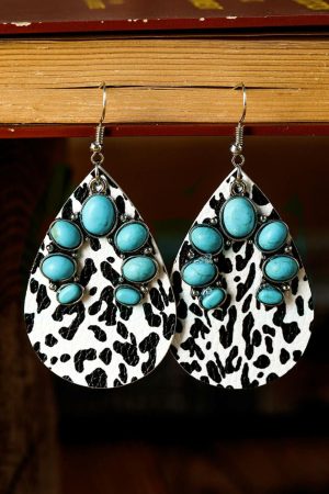 Jewelry |   Multicolor Western Turquoise Cow Spots Water Drop Earrings ACCESSORIES Jewelry