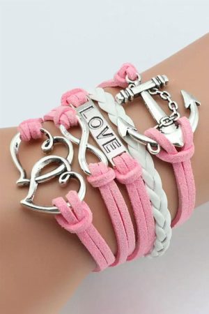 Jewelry |   Pink LOVE Token Multi-layer Valentines Bracelet ACCESSORIES Jewelry