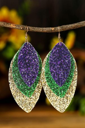 Jewelry |   Purple Mardi Gras Sequin Layered Earrings ACCESSORIES Jewelry