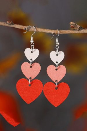 Jewelry |   Red Valentines Day Heart Shape Tiered Dangle Earring ACCESSORIES Jewelry