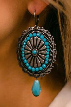 Jewelry |   Sea Green Western Retro Turquoise Dangle Earrings ACCESSORIES Jewelry