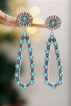 Jewelry |   Silver Flower Turquoise Western Fashion Earrings ACCESSORIES Jewelry