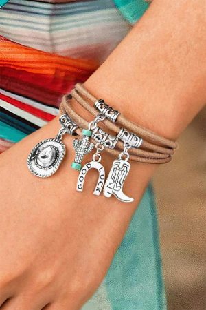 Jewelry |   Silver Good Luck Cactus Multi-Layered Bracelet ACCESSORIES Jewelry