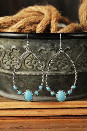 Jewelry |   Silver Western Turquoise Water Drop Hook Earrings ACCESSORIES Jewelry