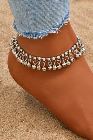 Jewelry |   Silvery Fringed Bell Rhinestone Chain Anklet ACCESSORIES Jewelry