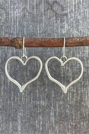 Jewelry |   Silvery Heart Shape Hook Drop Earrings ACCESSORIES Jewelry