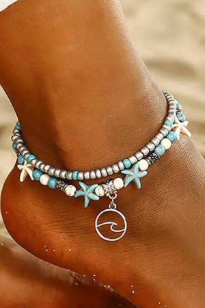 Jewelry |   Sky Blue Beach Double Anklet ACCESSORIES Jewelry