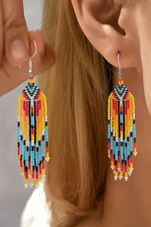 Jewelry |   White Western Rice Bead Tassel Hook Earring ACCESSORIES Jewelry