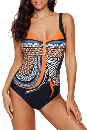 One-Piece Swimsuits |   Orange Tribal Print One Piece Swimsuit One-Piece Swimsuits One-Piece Swimsuits