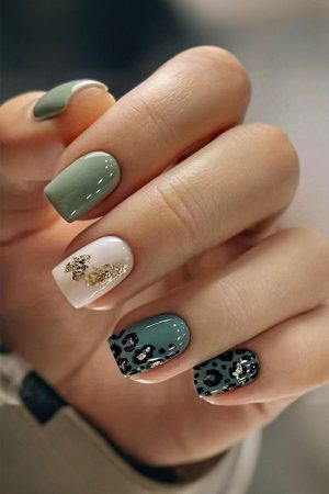 Other Accessories |   Blackish Green Fashion Foil Detail Nail Sticker Set ACCESSORIES Blackish Green