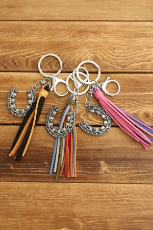 Other Accessories |   Chestnut Western Horseshoe Iron Tasseled Key Chain ACCESSORIES Chestnut