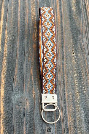 Other Accessories |   Chestnut Western Pattern Knitted Wristband Keychain ACCESSORIES Chestnut