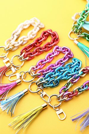 Other Accessories |   Festival Fuchsia Chain Design Tassel Key Ring ACCESSORIES Festival Fuchsia