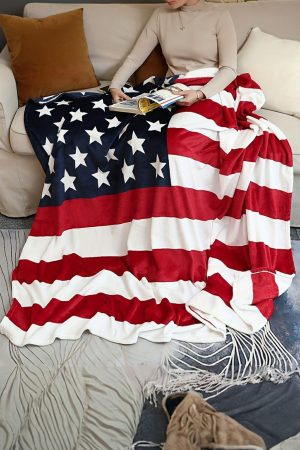 Other Accessories |   Fiery Red American Flag Bed Sofa Blanket 150*200cm ACCESSORIES Fiery Red