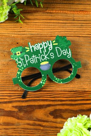 Other Accessories |   Green St. Patricks Day Clover Glasses Frame ACCESSORIES Green