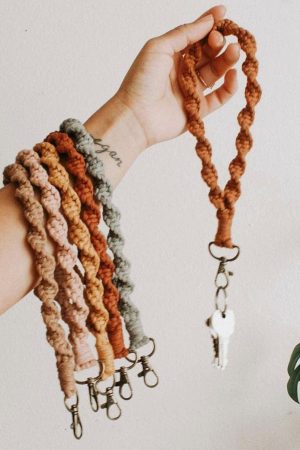 Other Accessories |   Khaki Twist Braided Wristlet Keychain ACCESSORIES Khaki