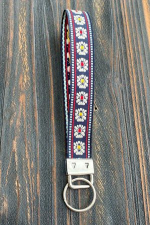 Other Accessories |   Navy Blue Western Pattern Knitted Wristband Keychain ACCESSORIES Navy Blue