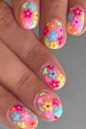 Other Accessories |   Pink 24pcs Cute Flowers Print Press On False Nails ACCESSORIES Other Accessories