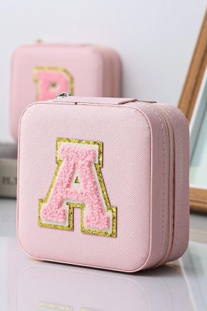 Other Accessories |   Pink Chenille A Graphic Jewelry Case with Mirror ACCESSORIES Other Accessories