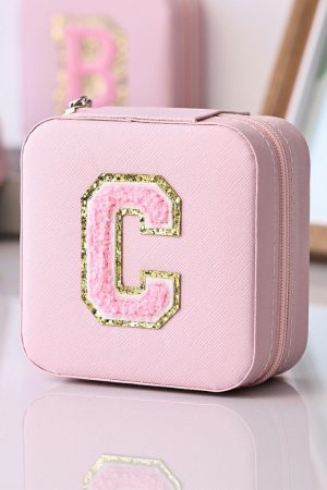 Other Accessories |   Pink Chenille C Letter Graphic Travel Jewelry Case ACCESSORIES Other Accessories