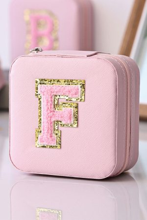 Other Accessories |   Pink Chenille F Patch Jewelry Storage Box ACCESSORIES Other Accessories