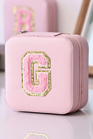 Other Accessories |   Pink G Chenille Letter Jewelry Organizer Box ACCESSORIES Other Accessories