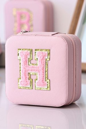 Other Accessories |   Pink H Chenille Letter Jewelry Organizer Box ACCESSORIES Other Accessories