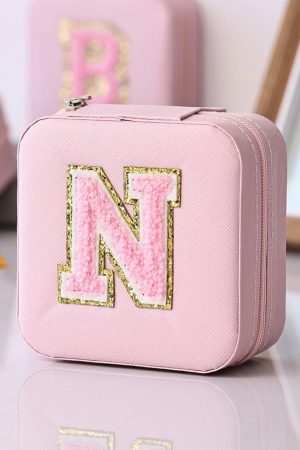 Other Accessories |   Pink Initial N Chenille Square Jewelry Box ACCESSORIES Other Accessories