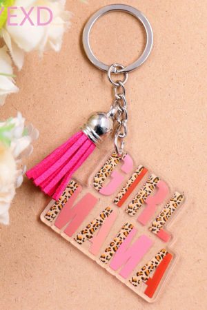 Other Accessories |   Strawberry Pink GIRL MAMA Tassel Keychain ACCESSORIES Other Accessories