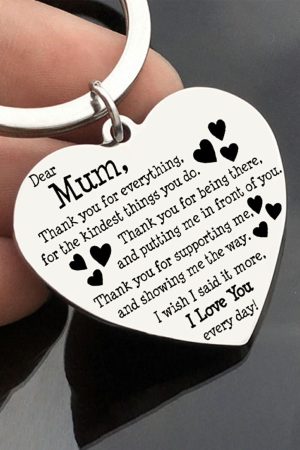 Other Accessories |   White Dear Mum Gift Heart Pendant Key Ring ACCESSORIES Other Accessories