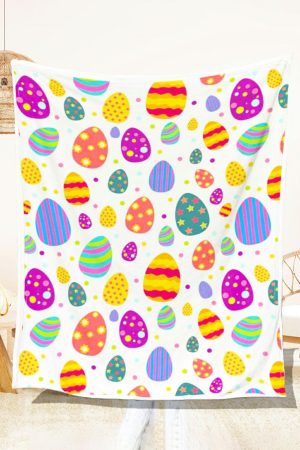 Other Accessories |   White Easter Egg Print Blanket 130*150cm ACCESSORIES Other Accessories