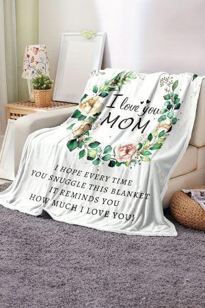 Other Accessories |   White I Love You MOM Floral Large Blanket 130*150cm ACCESSORIES Other Accessories