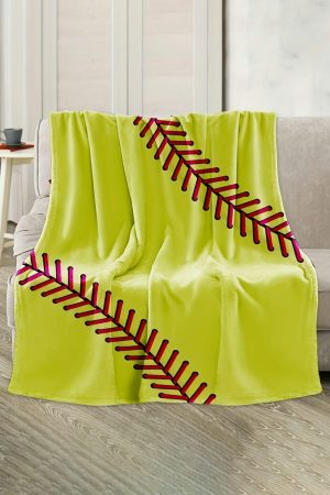 Other Accessories |   Yellow Baseball Seam Print Soft Flannel Blanket 130*150cm ACCESSORIES Other Accessories