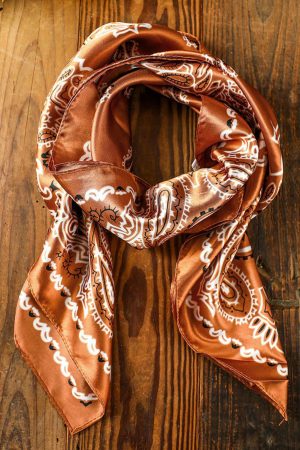 Scarves |   Gold Flame Vintage Fashion Satin Paisley Flower Prints Square Scarf ACCESSORIES Gold Flame