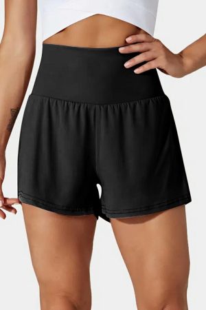 Swim Bottoms |   Black Pocketed Wide Waistband Swim Shorts Swim Bottoms Black