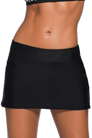 Swim Bottoms |   Black Skirted Swim Bikini Bottom Swim Bottoms Black