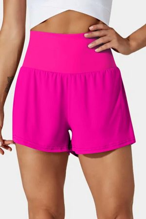 Swim Bottoms |   Rose Red Pocketed Wide Waistband Swim Shorts Swim Bottoms Rose Red