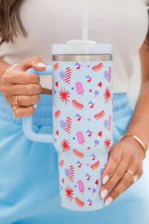 Tumblers |   Beau Blue Flag Day Fun Pattern Cup with Handle 40oz ACCESSORIES Beau Blue