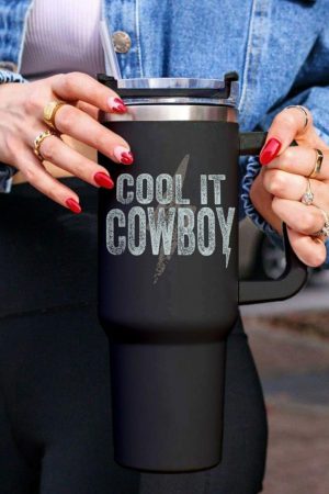 Tumblers |   Black COOL IT COWBOY Lightning Print Stainless Steel Insulate Cup 40oz ACCESSORIES Black