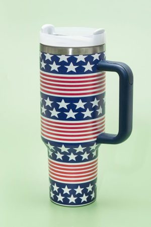 Tumblers |   Bluing Stars and Stripes Print Handled Thermos Cup 40oz ACCESSORIES Bluing