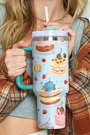 Tumblers |   Myosotis Fruit Cake Pattern Vacuum Cup with Handle 40oz ACCESSORIES Myosotis