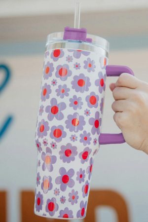 Tumblers |   Orchid Petal Flower Print Handle Stainless Steel Portable Cup ACCESSORIES Orchid Petal