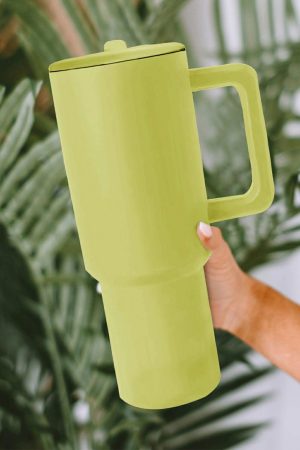 Tumblers |   Pear Green Frosted Stainless Handle Large Vacuum Cup with Straw 40oz ACCESSORIES Pear Green