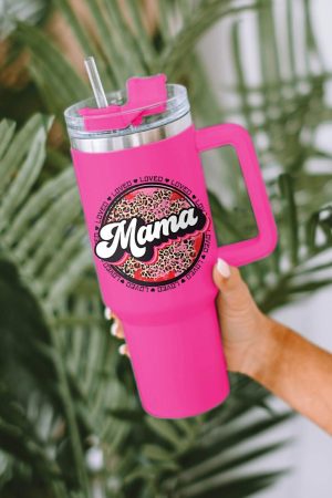 Tumblers |   Rose Mama Leopard Print Stainless Steel Insulate Cup with Handle 40oz ACCESSORIES Rose